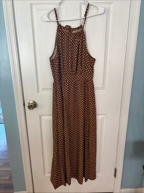 Women's Brown Polka Dot Maxi Dress